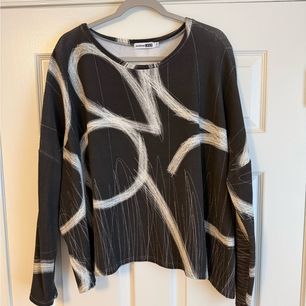 Andrea Geer Black and White Abstract Art Top